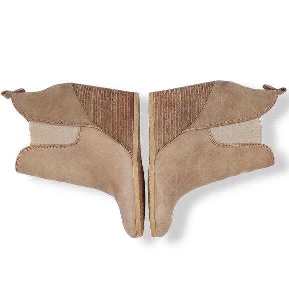 Coach Farah Ankle Boots Oiled Leather Size 10B Taupe Beige Wedge ASO Teen Wolf - Picture 7 of 13